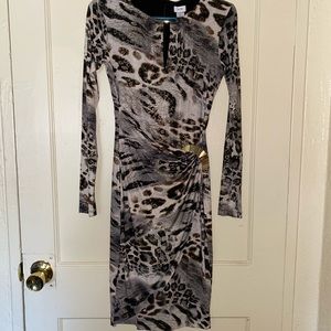 Gold holographic leopard print dress